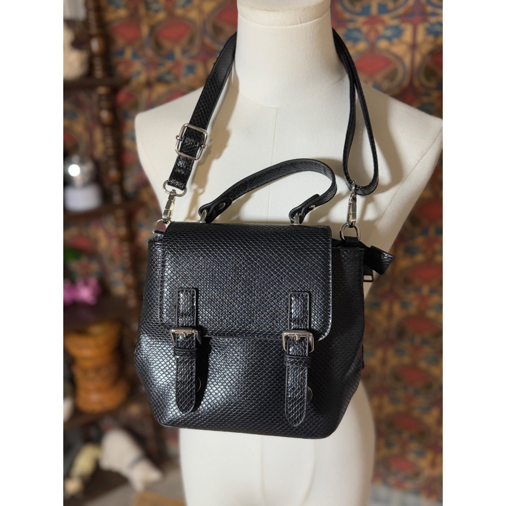 Urban Expressions Convertible Crossbody Bag Black Snakeskin Purse